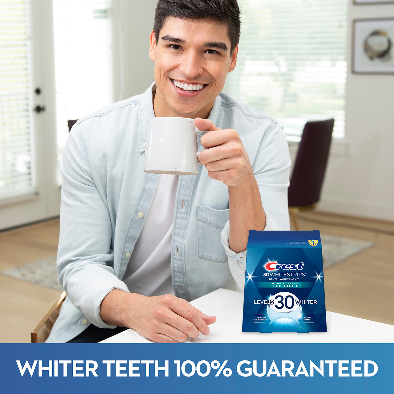 Oral-B Crest 3DWhitestrips Dental Whitening Kit 1 Hour Express + LED Accessoires Licht | BE_OB86813