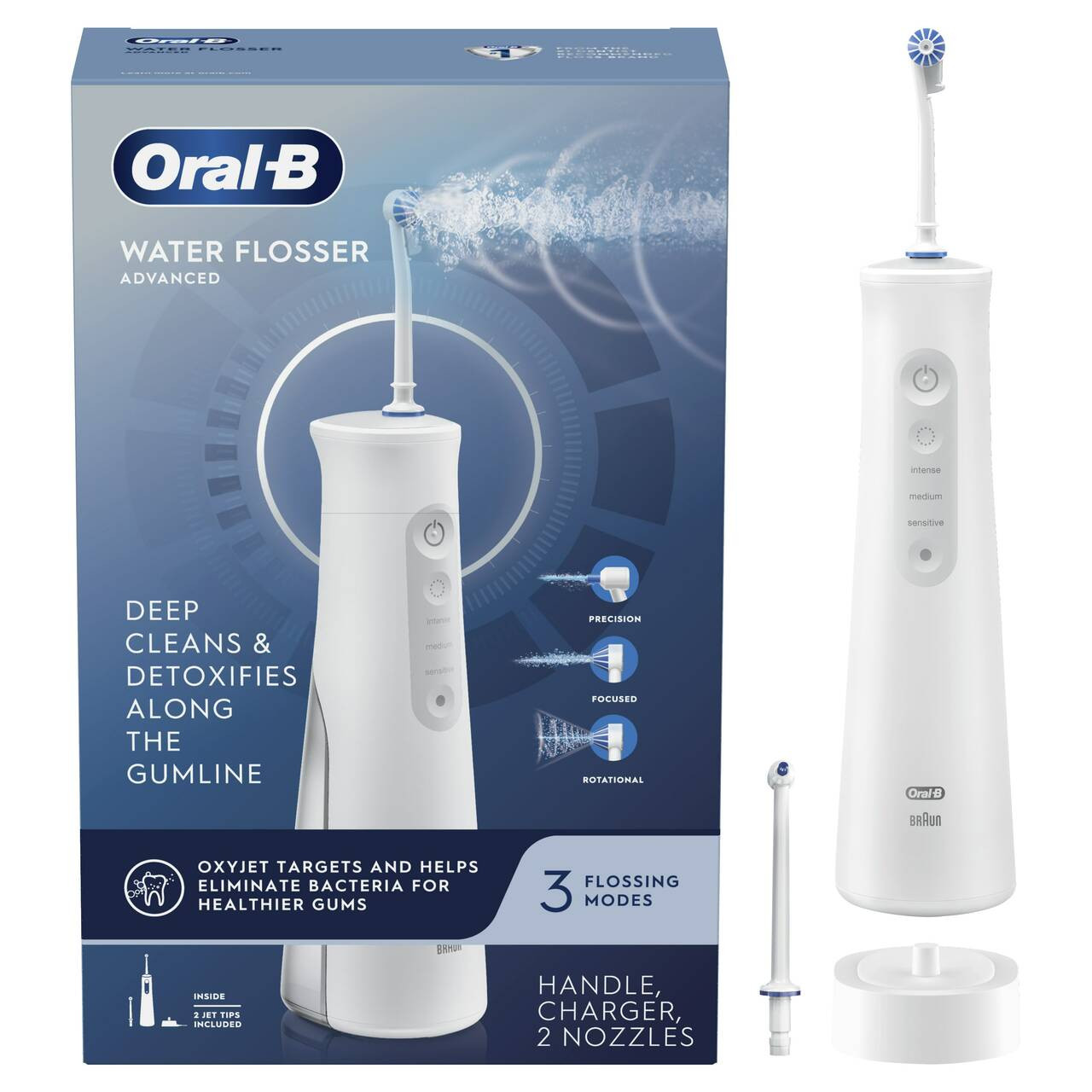 Oral-B Water Flosser Advanced, Portable Oral Irrigator Handle Accessoires Wit | BE_OB23702